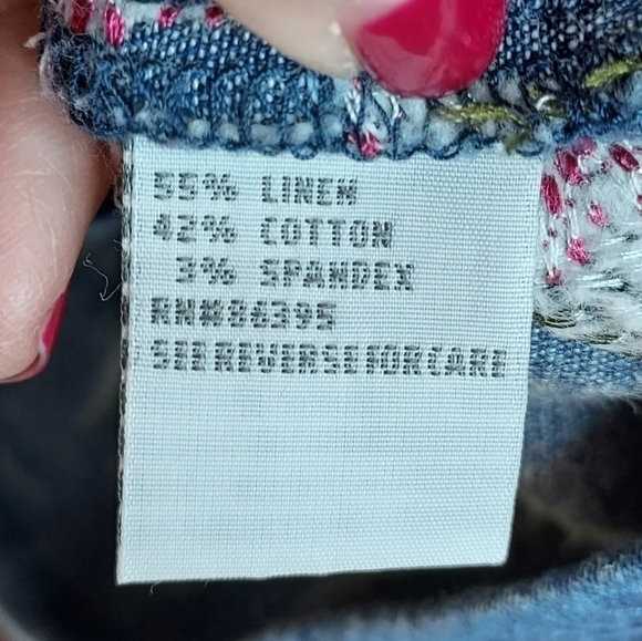 Ann Trinity embroidered denim Jean jacket small 55% linen - Picture 12 of 13